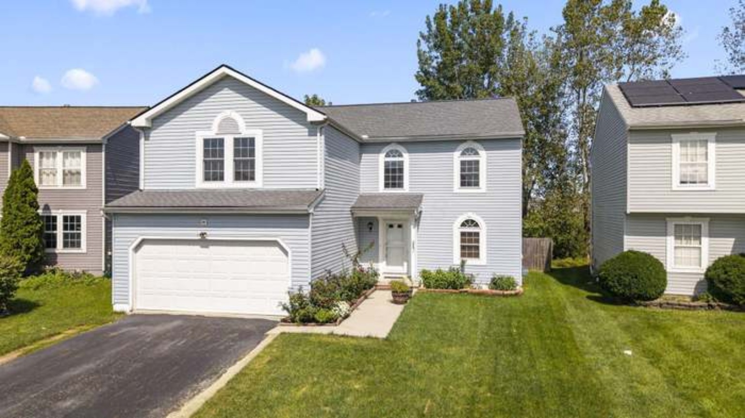 Aerial front view of the home